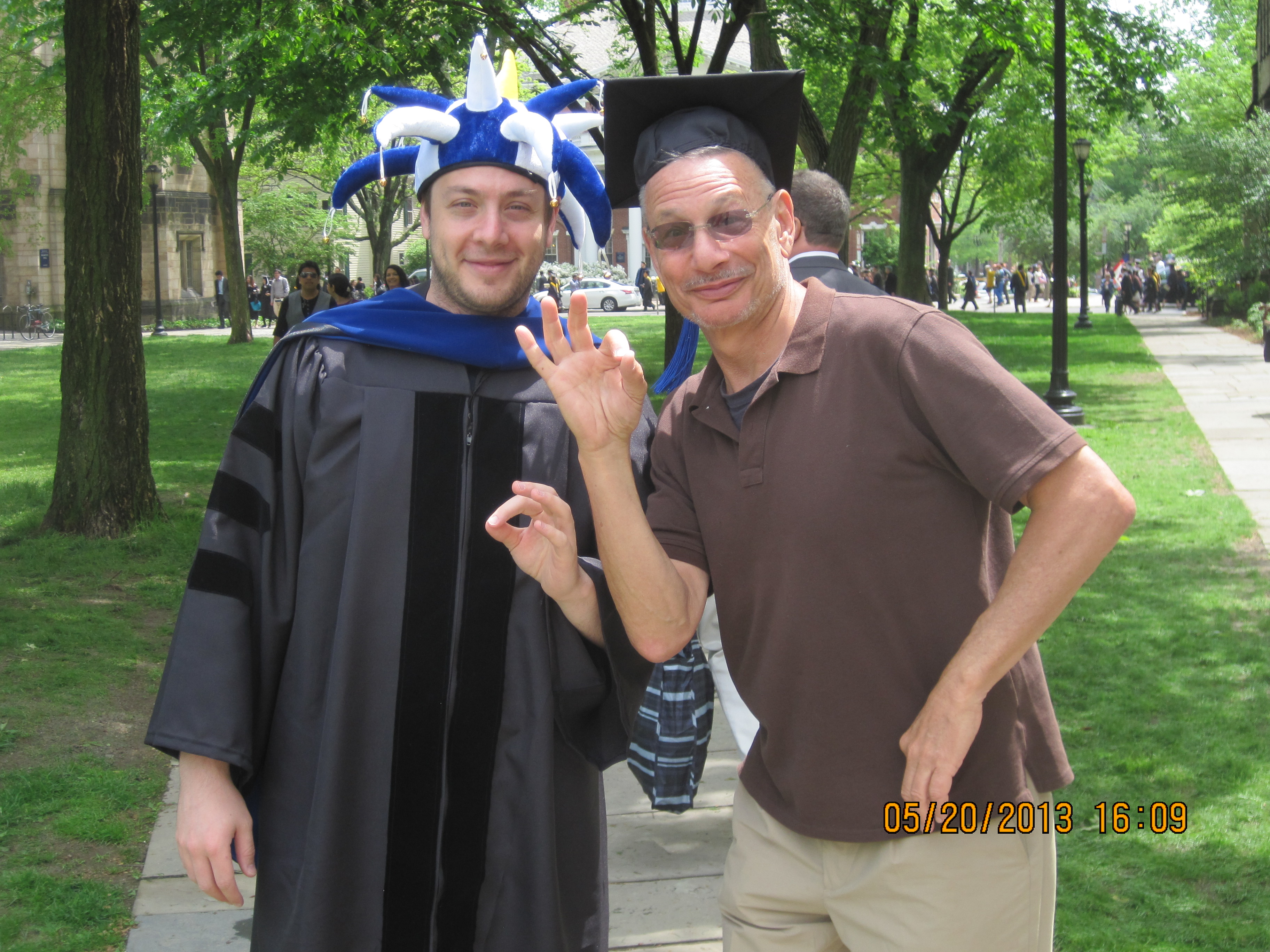 Ned and son David at his Yale PhD graduation ceremony